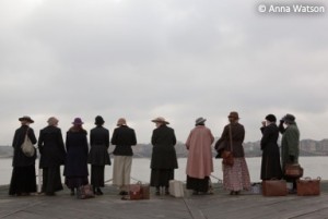 The women wait at Tilbury for ships that do not arrive (filmed re-enactment)
